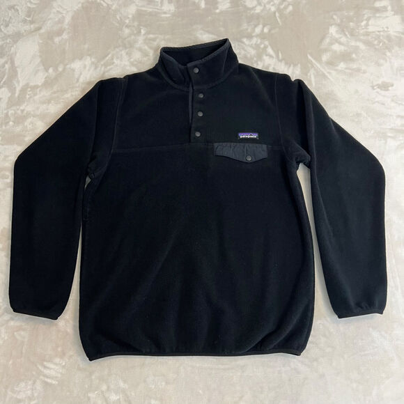 Patagonia Sweaters - Patagonia Sweater Womens Medium Black Synchilla Snap-T Outdoor Gorpcore Preppy